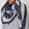 keffieh_jacquard_avec_log_1.webp Écharpes*TWINSET Milano Keffieh Jacquard Avec Logo Bicolore Blanc « White Cream »/Bleu Classique