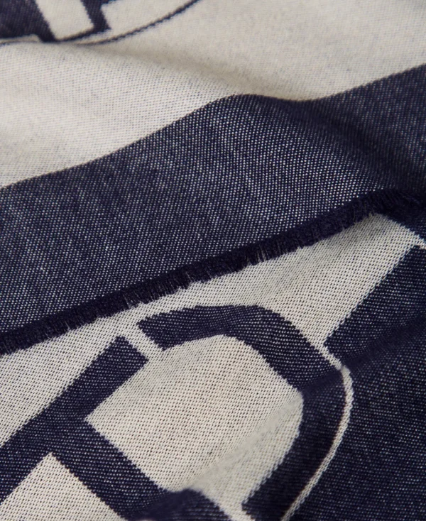 keffieh_jacquard_avec_log_2.webp Écharpes*TWINSET Milano Keffieh Jacquard Avec Logo Bicolore Blanc « White Cream »/Bleu Classique