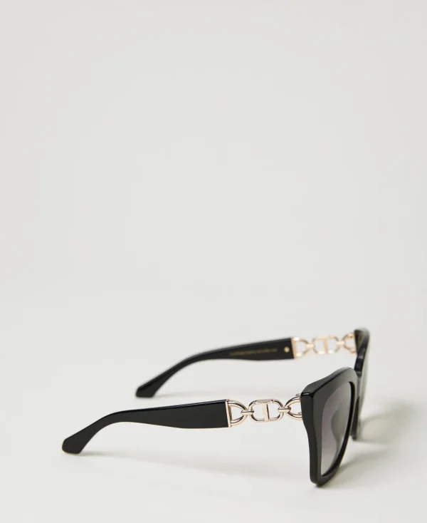 lunettes_de_soleil_ildech_2-1.webp Lunettes De Soleil*TWINSET Milano Lunettes De Soleil œil-de-chat Avec Barrette Noir