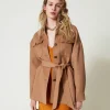 Manteaux Et Trenchs*TWINSET Milano Manteau Caban En Drap Double De Laine Mélangée Marron « Sandy Brown »