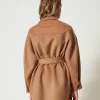 Manteaux Et Trenchs*TWINSET Milano Manteau Caban En Drap Double De Laine Mélangée Marron « Sandy Brown »