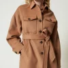 Manteaux Et Trenchs*TWINSET Milano Manteau Caban En Drap Double De Laine Mélangée Marron « Sandy Brown »