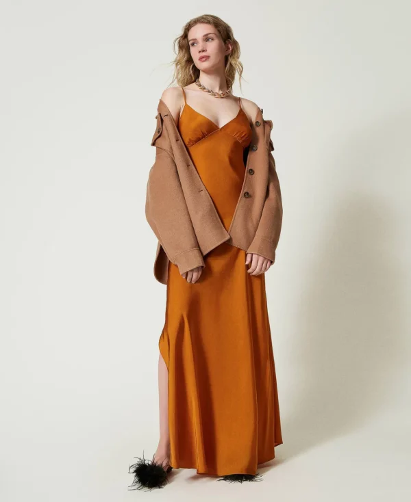 Manteaux Et Trenchs*TWINSET Milano Manteau Caban En Drap Double De Laine Mélangée Marron « Sandy Brown »