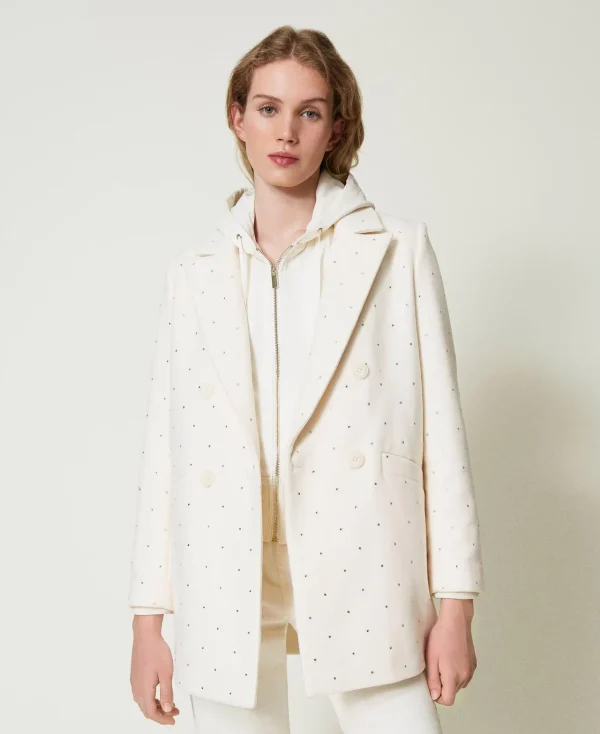 Manteaux Et Trenchs*TWINSET Milano Manteau Court En Drap Avec Strass Nacre