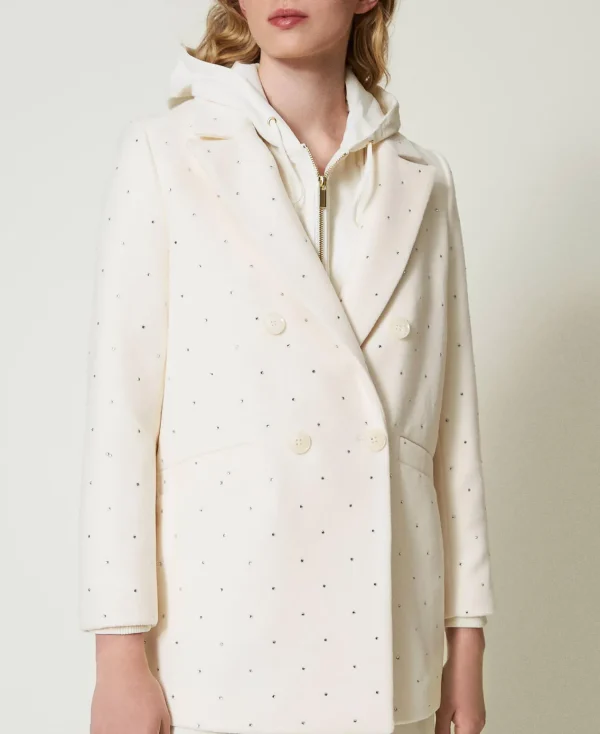 Manteaux Et Trenchs*TWINSET Milano Manteau Court En Drap Avec Strass Nacre