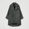 Manteaux Et Trenchs*TWINSET Milano Manteau Court En Drap Bicolore Blanc / Noir
