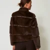 Manteaux Et Trenchs*TWINSET Milano Manteau Court En Fausse Fourrure Avec Incrustations Coffee Chocolate