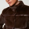 Manteaux Et Trenchs*TWINSET Milano Manteau Court En Fausse Fourrure Avec Incrustations Coffee Chocolate