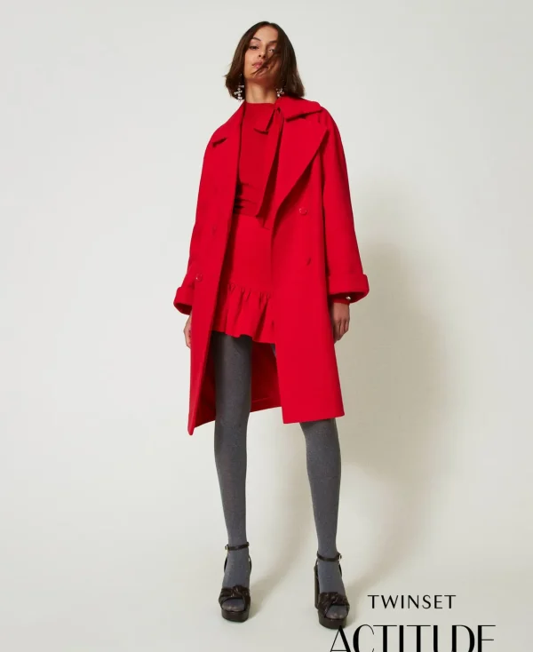 Manteaux Et Trenchs*TWINSET Milano Manteau Croisé En Drap Fiery Red