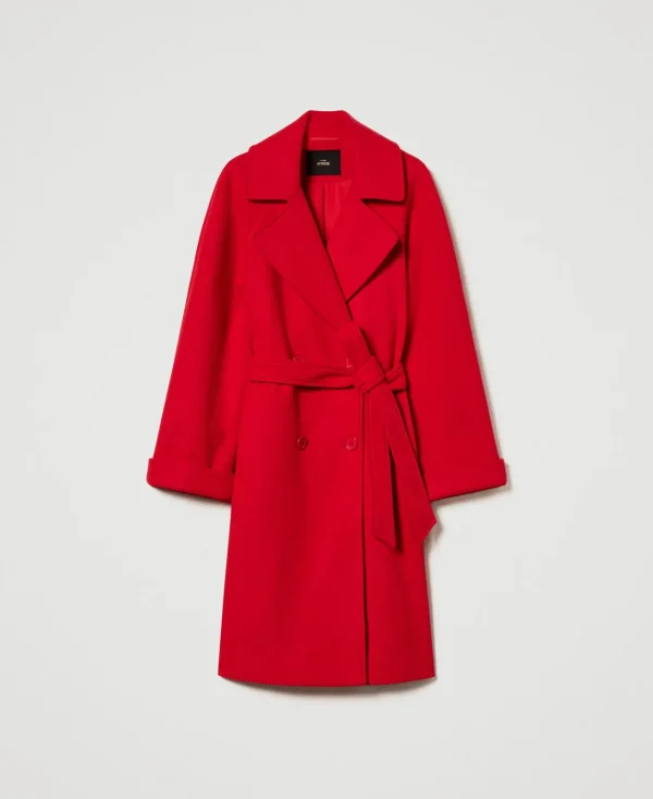 Manteaux Et Trenchs*TWINSET Milano Manteau Croisé En Drap Fiery Red