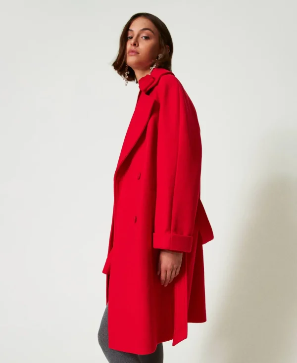 Manteaux Et Trenchs*TWINSET Milano Manteau Croisé En Drap Fiery Red