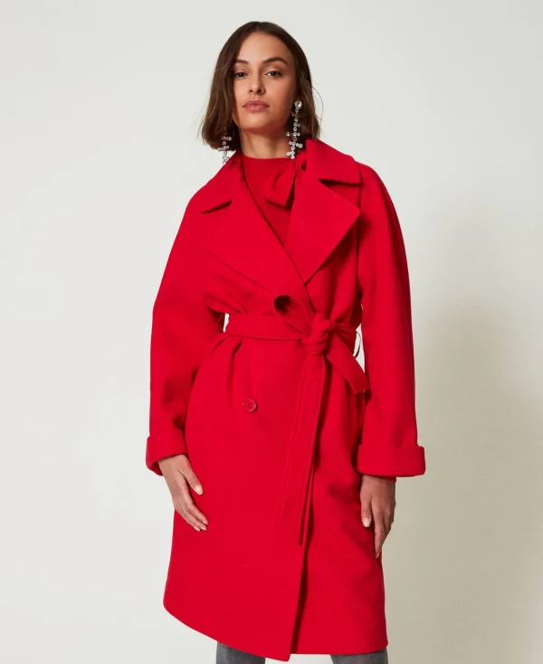 Manteaux Et Trenchs*TWINSET Milano Manteau Croisé En Drap Fiery Red