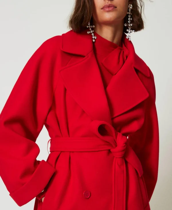 Manteaux Et Trenchs*TWINSET Milano Manteau Croisé En Drap Fiery Red