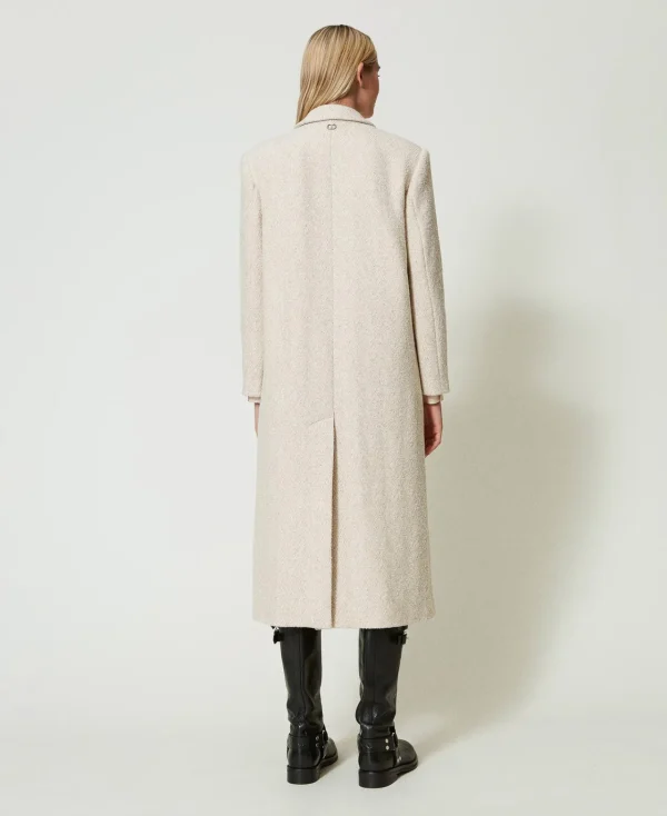Manteaux Et Trenchs*TWINSET Milano Manteau Croisé En Laine Mélangée à Chevrons Chevron Neige/Or