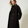 Manteaux Et Trenchs*TWINSET Milano Manteau Croisé En Scuba Noir