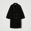 Manteaux Et Trenchs*TWINSET Milano Manteau Croisé En Scuba Noir