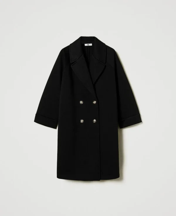 Manteaux Et Trenchs*TWINSET Milano Manteau Croisé En Scuba Noir
