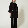Manteaux Et Trenchs*TWINSET Milano Manteau Croisé En Scuba Noir