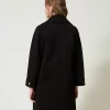 Manteaux Et Trenchs*TWINSET Milano Manteau Croisé En Scuba Noir