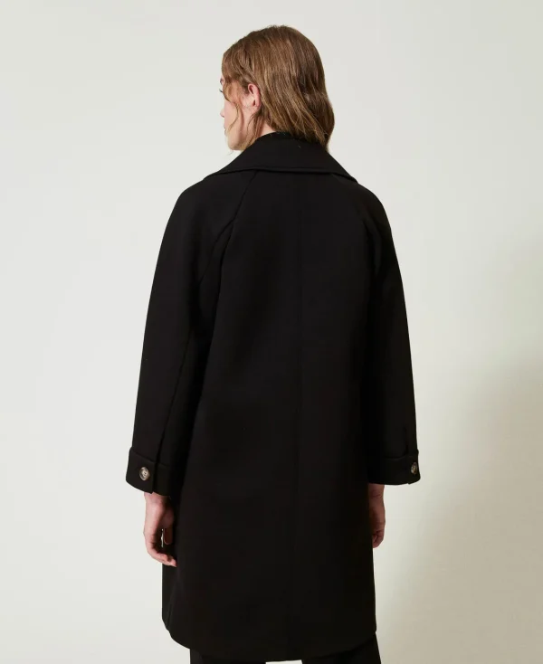 Manteaux Et Trenchs*TWINSET Milano Manteau Croisé En Scuba Noir