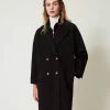 Manteaux Et Trenchs*TWINSET Milano Manteau Croisé En Scuba Noir