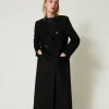 Manteaux Et Trenchs*TWINSET Milano Manteau Droit En Laine Mélangée Noir