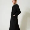 Manteaux Et Trenchs*TWINSET Milano Manteau Droit En Laine Mélangée Noir