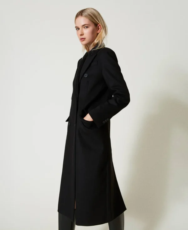 Manteaux Et Trenchs*TWINSET Milano Manteau Droit En Laine Mélangée Noir