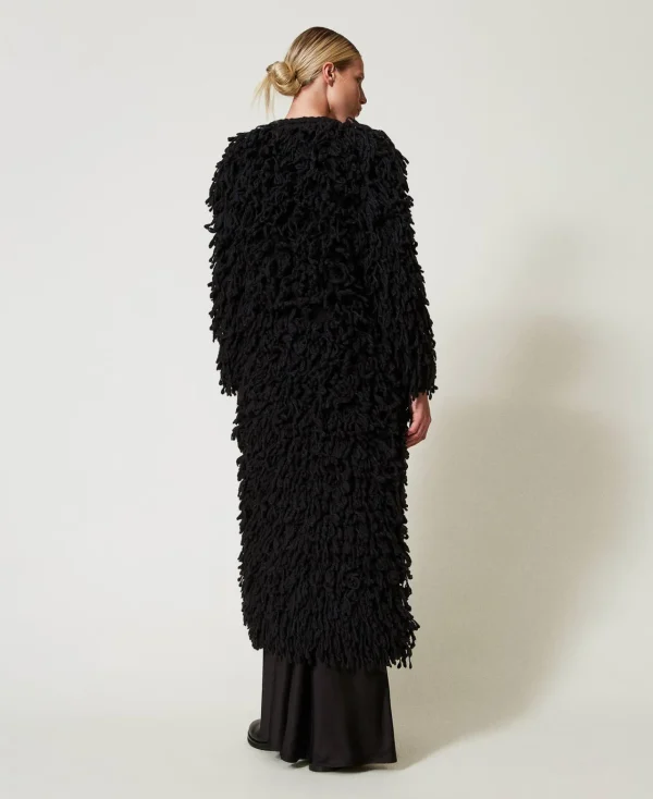 Manteaux Et Trenchs*TWINSET Milano Manteau «Elisabeth» En Maille Bouclée Noir