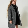 manteau_en_drap__chevrons_4.webp Blousons Et Manteaux*TWINSET Milano Manteau En Drap à Chevrons Jacquard Chevron