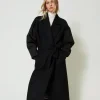 Manteaux Et Trenchs*TWINSET Milano Manteau En Drap De Laine Mélangée Noir