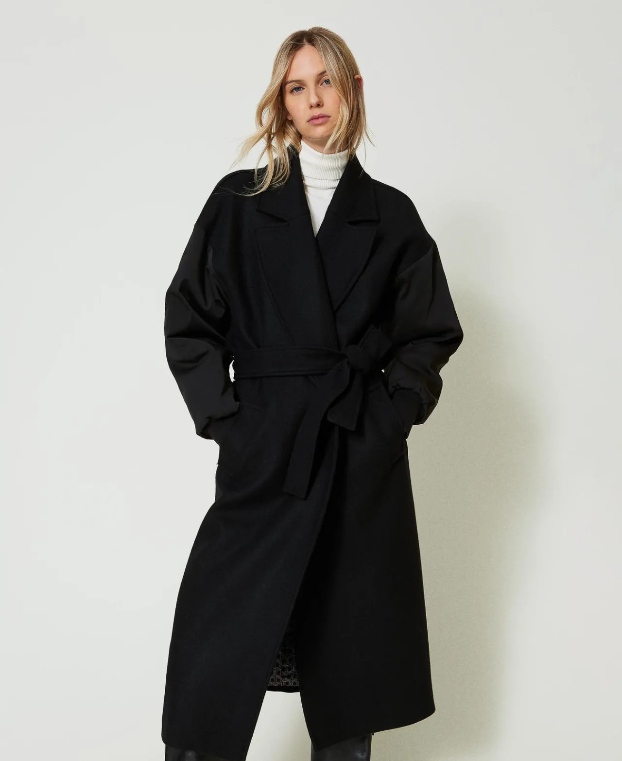 Manteaux Et Trenchs*TWINSET Milano Manteau En Drap De Laine Mélangée Noir