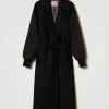 Manteaux Et Trenchs*TWINSET Milano Manteau En Drap De Laine Mélangée Noir