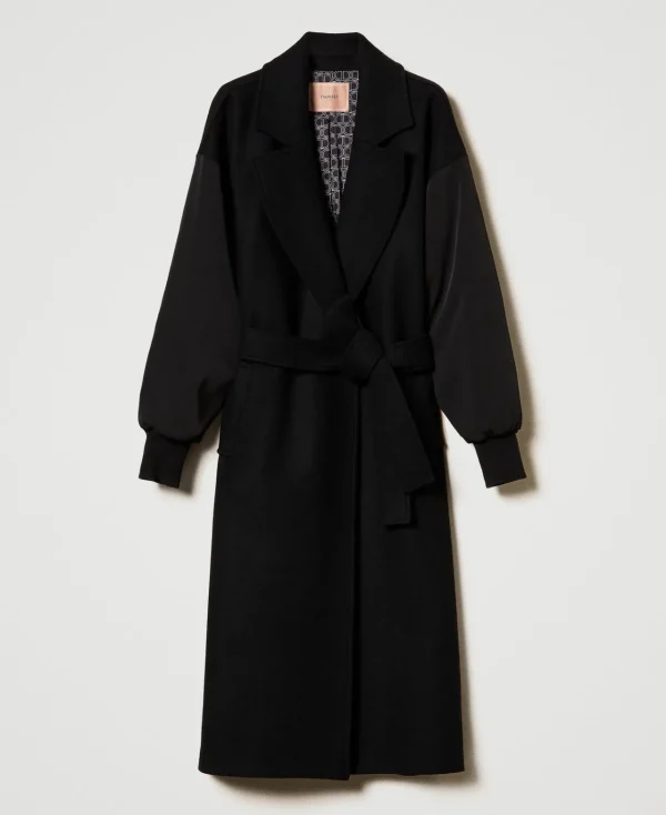 Manteaux Et Trenchs*TWINSET Milano Manteau En Drap De Laine Mélangée Noir