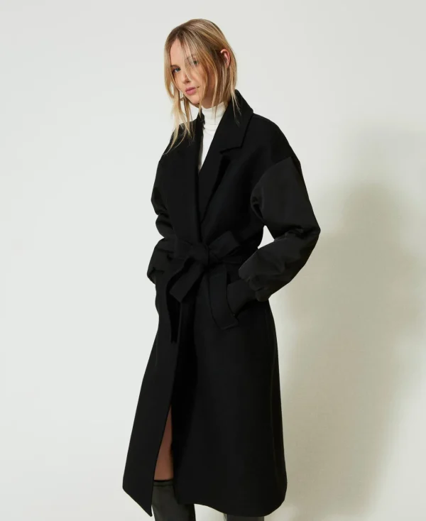 Manteaux Et Trenchs*TWINSET Milano Manteau En Drap De Laine Mélangée Noir