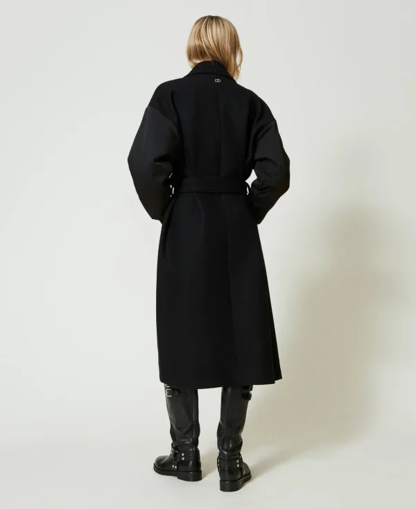 Manteaux Et Trenchs*TWINSET Milano Manteau En Drap De Laine Mélangée Noir