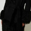 Manteaux Et Trenchs*TWINSET Milano Manteau En Drap De Laine Mélangée Et Fausse Fourrure Noir