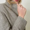 Manteaux Et Trenchs*TWINSET Milano Manteau En Drap Double Avec Sequins Double Rayure Gris Chiné