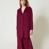 Manteaux Et Trenchs*TWINSET Milano Manteau En Drap Double De Laine Mélangée Violet « Prune Rouge »