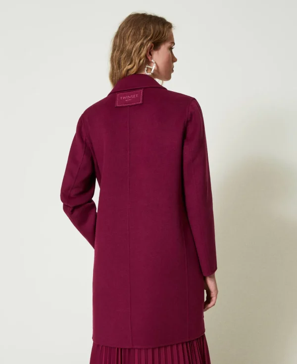 Manteaux Et Trenchs*TWINSET Milano Manteau En Drap Double De Laine Mélangée Violet « Prune Rouge »