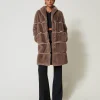 Manteaux Et Trenchs*TWINSET Milano Manteau En Fausse Fourrure Avec Incrustations Taupe Foncé
