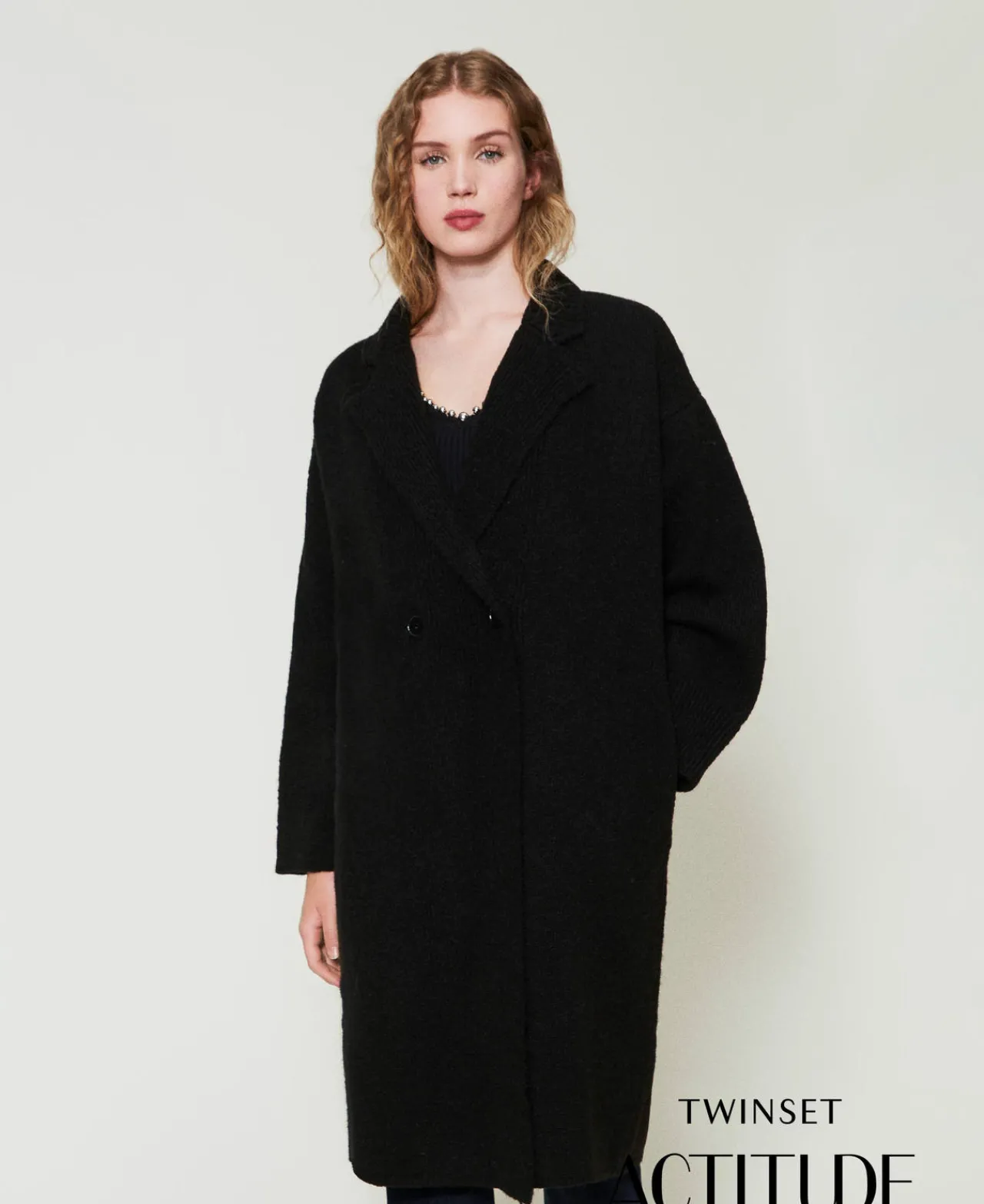 Manteaux Et Trenchs*TWINSET Milano Manteau En Fil Recyclé Bouclé Noir