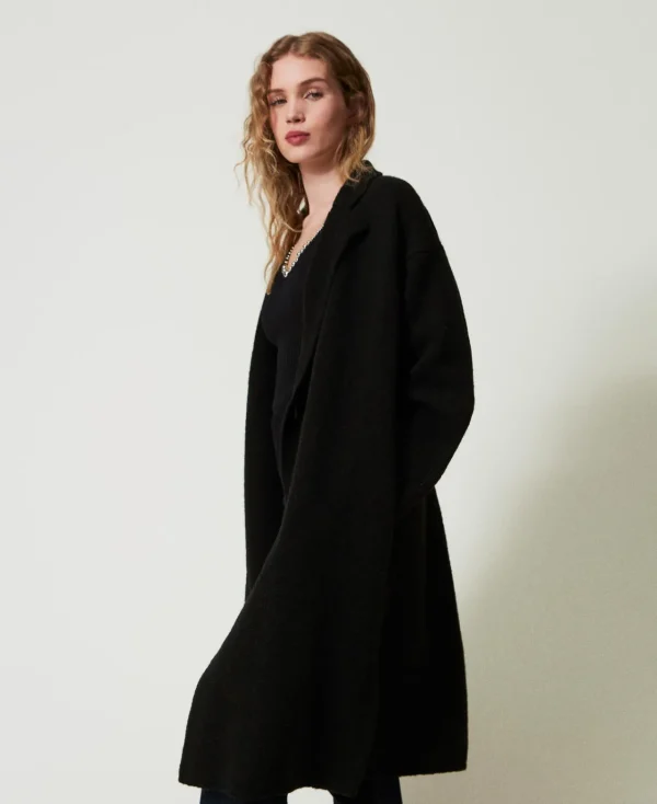 Manteaux Et Trenchs*TWINSET Milano Manteau En Fil Recyclé Bouclé Noir