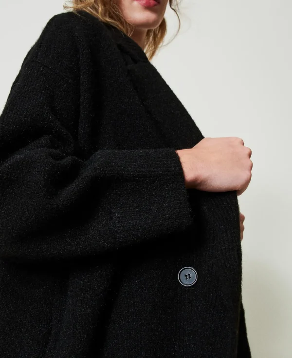 Manteaux Et Trenchs*TWINSET Milano Manteau En Fil Recyclé Bouclé Noir