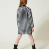 Blousons Et Manteaux*TWINSET Milano Manteau En Maille Jacquard Pied-de-poule Bicolore Noir / Blanc Cassé