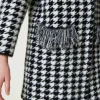 Blousons Et Manteaux*TWINSET Milano Manteau En Maille Jacquard Pied-de-poule Bicolore Noir / Blanc Cassé