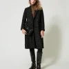 Manteaux Et Trenchs*TWINSET Milano Manteau En Tissu Bouclé Avec Motif à Carreaux Bouclé Noir/Or