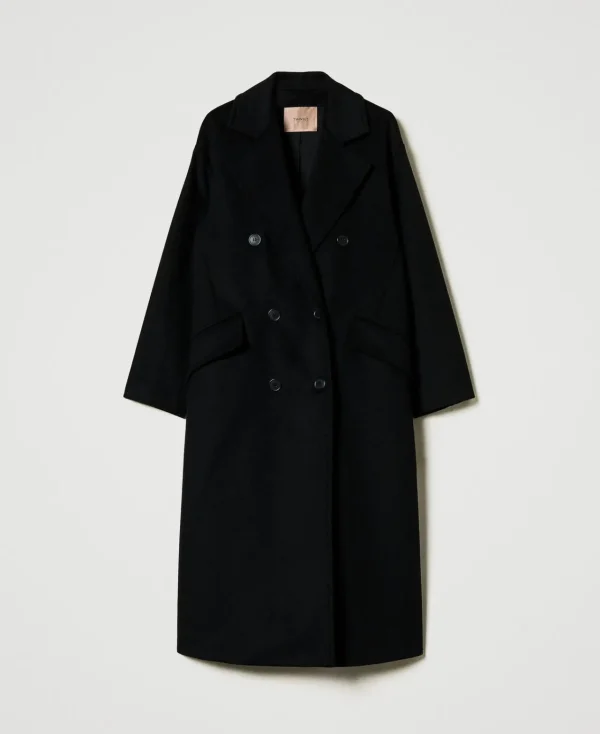 Manteaux Et Trenchs*TWINSET Milano Manteau Fluide En Laine Mélangée Noir
