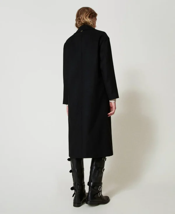 Manteaux Et Trenchs*TWINSET Milano Manteau Fluide En Laine Mélangée Noir