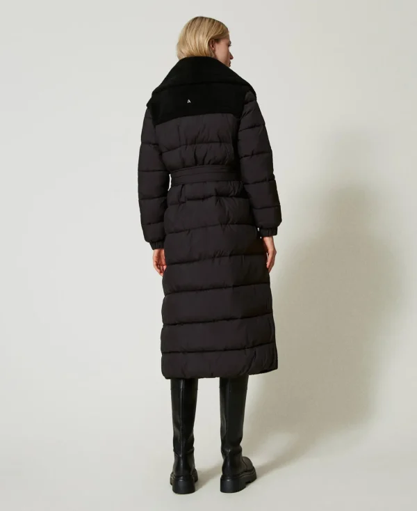 Manteaux Et Trenchs*TWINSET Milano Manteau Rembourré En Fausse Fourrure Noir